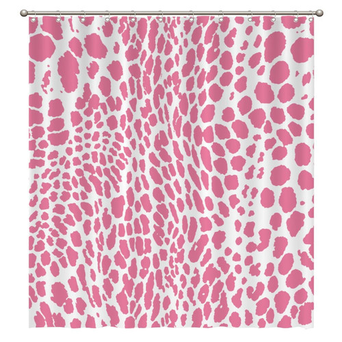 MangGou Waterproof Shower Curtain with Hooks Pink Cheetah Animal Print Leopard Bath Curtain 72x80inch Leopard Print Animal Spots Pink Polyester Fabric Bathroom Curtain Shower Curtains