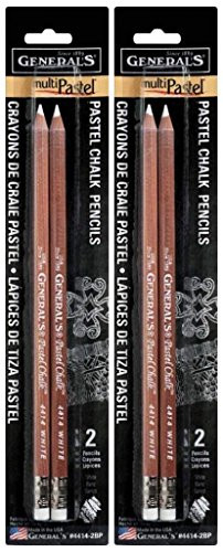2-Pack - General Pencil Gen-4414-2BP 2 Pencils/Pack Multi-Pastel Chalk Pencils, White