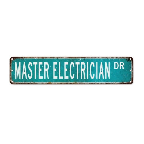Master Electrician Vintage Metal Signs for Garage Gift for Master Electrician French Vintage Retro Metal Signs Profession Street Sign Men Cave Decor Vintage Wall Art for Outdoor Office Garage