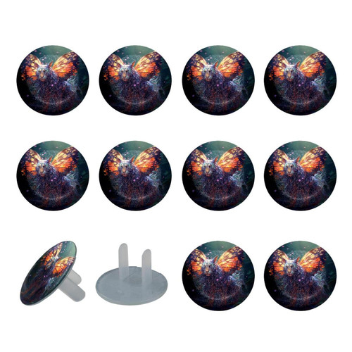 Outlet Plug Covers 24 Pack, Tiger Butterfly Wings Plug Protector, 2-Prong Round Plastic Plugs for Electrical Power Outlets, Electrical Insulation