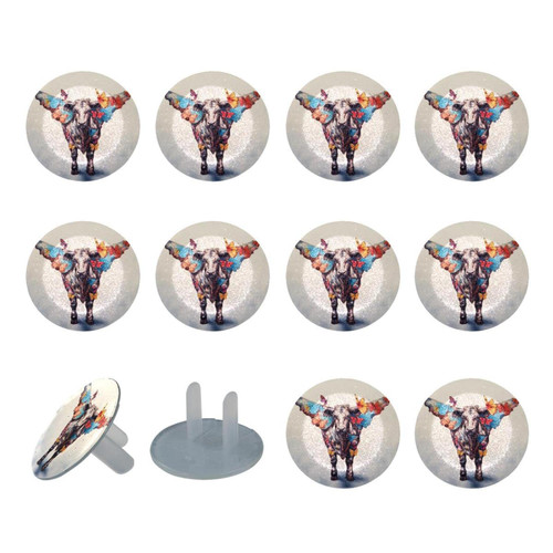 Outlet Plug Covers 24 Pack, Abstract Butterfly Cow Wing Plug Protector, 2-Prong Round Plastic Plugs for Electrical Power Outlets, Electrical Insulation