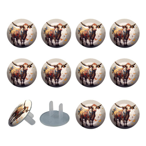 Outlet Plug Covers 24 Pack, Cow Butterfly Splash Plug Protector, 2-Prong Round Plastic Plugs for Electrical Power Outlets, Electrical Insulation