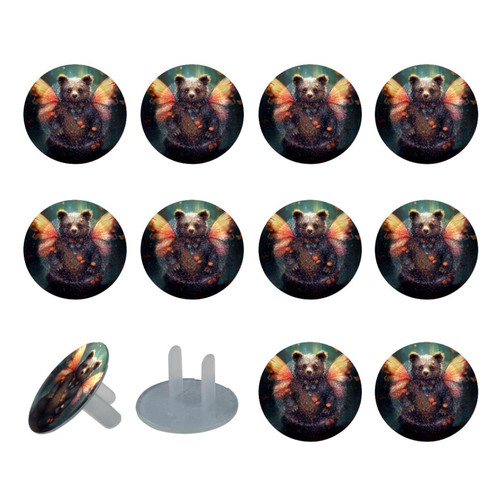Outlet Plug Covers 24 Pack, Bear Butterfly Wing Plug Protector, 2-Prong Round Plastic Plugs for Electrical Power Outlets, Electrical Insulation