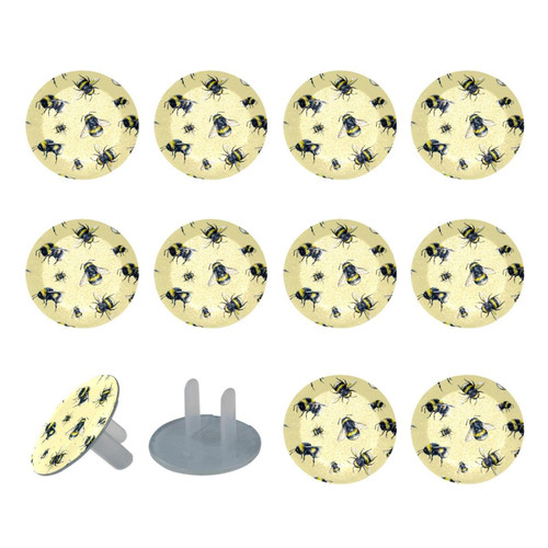 Outlet Plug Covers 24 Pack, Honey Bees Plug Protector, 2-Prong Round Plastic Plugs for Electrical Power Outlets, Electrical Insulation
