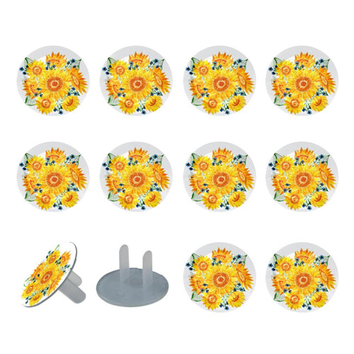 Outlet Plug Covers 24 Pack, Bouquet of Sunflowers Plug Protector, 2-Prong Round Plastic Plugs for Electrical Power Outlets, Electrical Insulation
