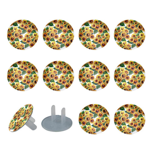 Outlet Plug Covers 24 Pack, Bouquet Yellow Flowers Plug Protector, 2-Prong Round Plastic Plugs for Electrical Power Outlets, Electrical Insulation