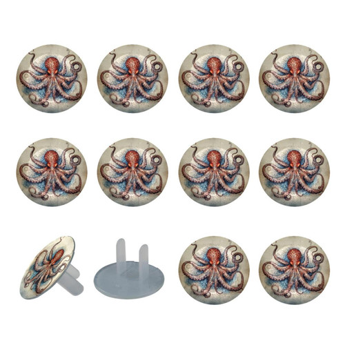Outlet Plug Covers 24 Pack, Vintage Octopus Plug Protector, 2-Prong Round Plastic Plugs for Electrical Power Outlets, Electrical Insulation