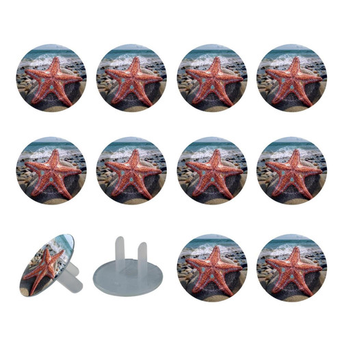 Outlet Plug Covers 24 Pack, Beach Starfish Plug Protector, 2-Prong Round Plastic Plugs for Electrical Power Outlets, Electrical Insulation
