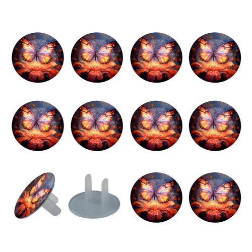 Outlet Plug Covers 24 Pack, Blooming Butterfly Plug Protector, 2-Prong Round Plastic Plugs for Electrical Power Outlets, Electrical Insulation