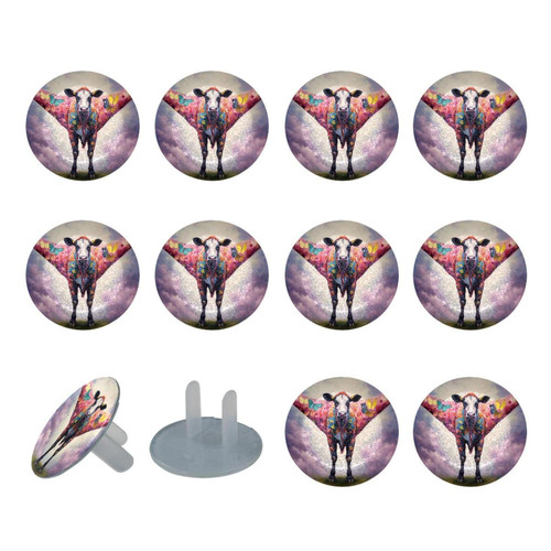 Outlet Plug Covers 24 Pack, Abstract Butterfly Wing Cow Plug Protector, 2-Prong Round Plastic Plugs for Electrical Power Outlets, Electrical Insulation