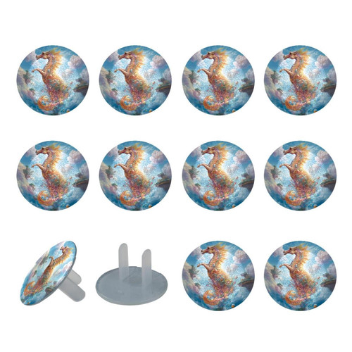 Outlet Plug Covers 24 Pack, Seahorse in The Sky Plug Protector, 2-Prong Round Plastic Plugs for Electrical Power Outlets, Electrical Insulation