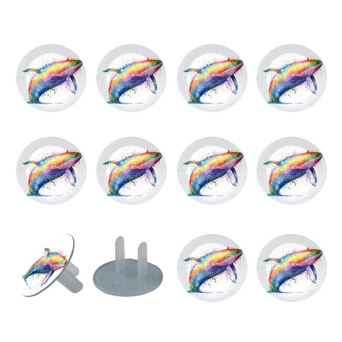 Outlet Plug Covers 24 Pack, Flying Rainbow Dolphin Plug Protector, 2-Prong Round Plastic Plugs for Electrical Power Outlets, Electrical Insulation