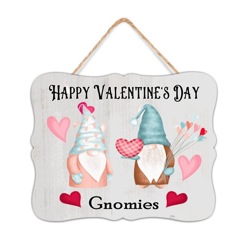 Autravelco Happy Valentine's Day Gnomies Wall Decor Signs Rustic Wood Home Sign Custom Romantic Gnome Couple Wall Art Wood Plaque Sign Home Decor for Table Entryway 8x10 Inch
