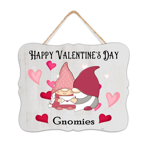 Autravelco Modern Table Decor Wooden Signs Happy Valentine's Day Gnomies Custom Wall Art Wood Plaque Sign 8x10 Inch Gnome for The Holidays Wooden Hanging Signs Home Decor for Bathroom House