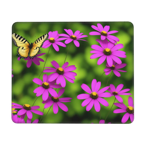 Butterflie and Flowers Mouse Pad Non-Slip Rubber Base Mouse Pads for Computers Laptop Office