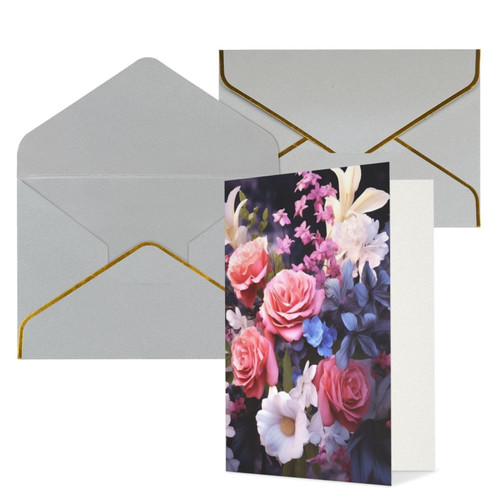 BAFAFA flowers2 Printed Greeting Cards Blank Note Cards Birthday Cards Sympathy Cards With Envelopes Christmas Cards Light Grey
