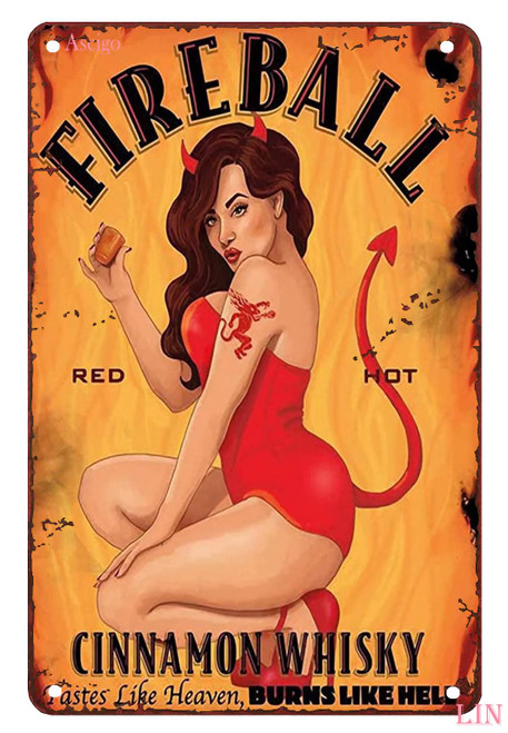 Ascigo Fireball Tin Sign Metal Sign Home Decor Kitchen Bar Room Garage Vintage Retro Wall Decor Plaque Fireball for Men Gifts 12x8 Inch Ascigo Fireball Tin Sign Metal Sign Home Decor Kitchen Bar Room Garage Vintage Retro Wall Decor Plaque Fireball for Men Gifts 12x8 Inch