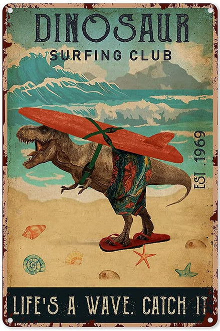 Dinosaur Art Print Dinosaur Metal Wall Art Dinosaur Decorations for Boys Room Dinosaur Posters for Kids Surfing Club Dinosaur Vertical Poster Dinosaur Signs for Boys Room,Metal Sign 8x12inches Dinosaur Art Print Dinosaur Metal Wall Art Dinosaur Decorations for Boys Room Dinosaur Posters for Kids Surfing Club Dinosaur Vertical Poster Dinosaur Signs for Boys Room,Metal Sign 8x12inches