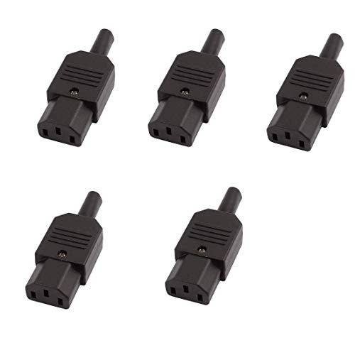 Yohii 5Pcs 10A AC250V IEC Type C13 Female Rewireable Inline Power Socket Connector Black