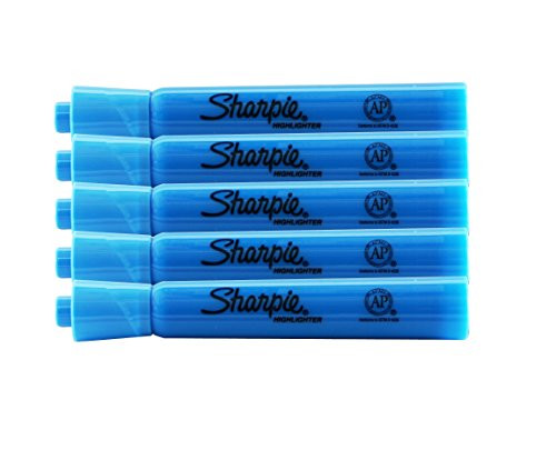 Sharpie Accent Tank-Style Highlighters, 5 Colored Highlighters, Chisel Tip (Fluorescent Blue, 5-Pack)