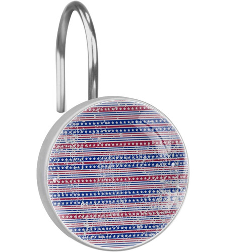 Shower Curtain Hooks Round Crystal Glass, Set of 12 Shower Curtain Rings - Shower Hooks for Curtain Shower Rings, Retro Stripes