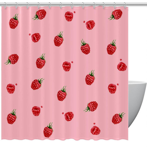 VAPOKF Shower Curtain for Bathroom Decor, Colorful Little Strawberry Waterproof Polyester Fabric Bath Curtain Set with 12 Hooks - 66x72 Inches