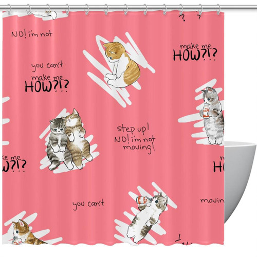 VAPOKF Shower Curtain for Bathroom Decor, Cute Cat Waterproof Polyester Fabric Bath Curtain Set with 12 Hooks - 66x72 Inches