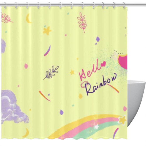 VAPOKF Shower Curtain for Bathroom Decor, Hello Rainbow Waterproof Polyester Fabric Bath Curtain Set with 12 Hooks - 60x72 Inches