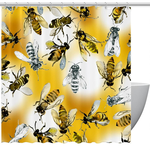 VAPOKF Shower Curtain for Bathroom Decor, Wild Bees Waterproof Polyester Fabric Bath Curtain Set with 12 Hooks - 60x72 Inches