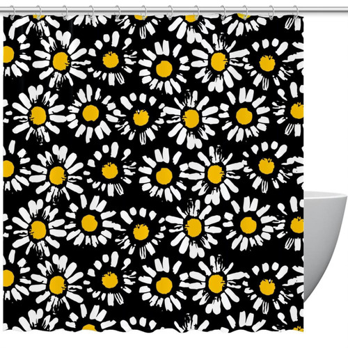 VAPOKF Shower Curtain for Bathroom Decor, Abstract Floral Chamomile Pattern Waterproof Polyester Fabric Bath Curtain Set with 12 Hooks - 60x72 Inches