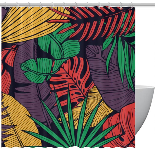VAPOKF Shower Curtain for Bathroom Decor, Tropical Leaves Waterproof Polyester Fabric Bath Curtain Set with 12 Hooks - 60x72 Inches