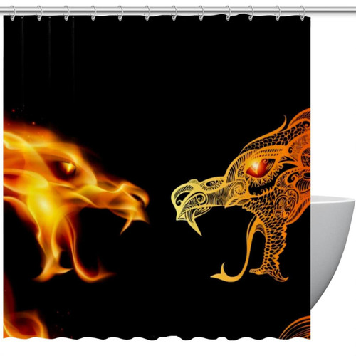 VAPOKF Shower Curtain for Bathroom Decor, Two Fire Dragon Waterproof Polyester Fabric Bath Curtain Set with 12 Hooks - 66x72 Inches