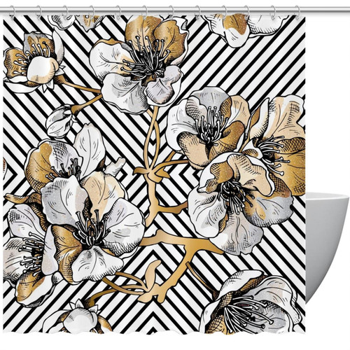 VAPOKF Shower Curtain for Bathroom Decor, Vintage Flower Waterproof Polyester Fabric Bath Curtain Set with 12 Hooks - 66x72 Inches