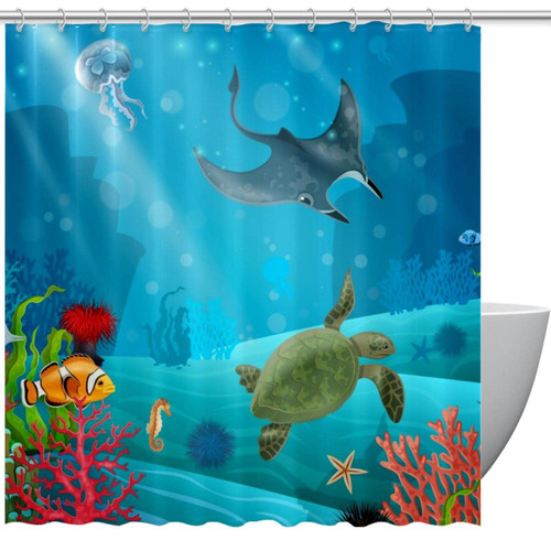 VAPOKF Shower Curtain for Bathroom Decor, Underwater Coral Fish Waterproof Polyester Fabric Bath Curtain Set with 12 Hooks - 60x72 Inches