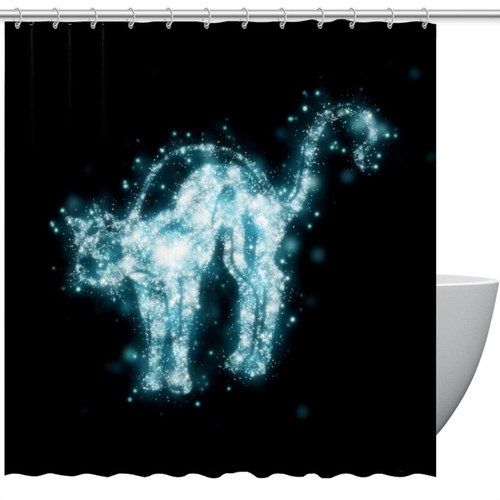 VAPOKF Shower Curtain for Bathroom Decor, Starlight Cat Waterproof Polyester Fabric Bath Curtain Set with 12 Hooks - 66x72 Inches