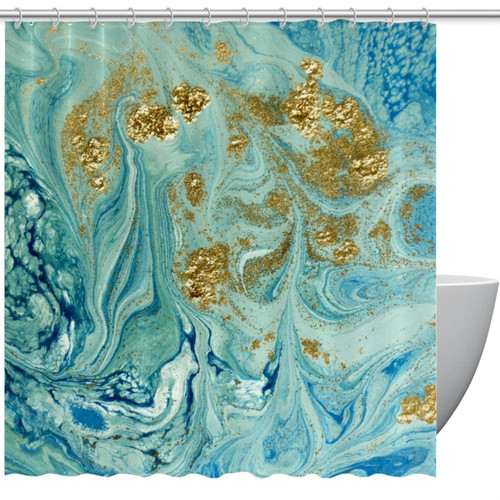 VAPOKF Shower Curtain for Bathroom Decor, Abstract Water Painting Waterproof Polyester Fabric Bath Curtain Set with 12 Hooks - 66x72 Inches