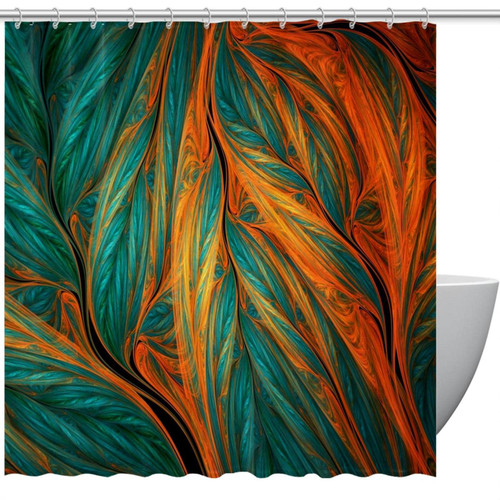 VAPOKF Shower Curtain for Bathroom Decor, Abstract Leave Waterproof Polyester Fabric Bath Curtain Set with 12 Hooks - 66x72 Inches