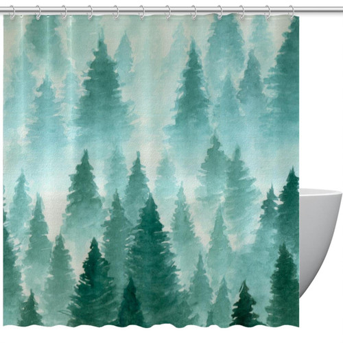 VAPOKF Shower Curtain for Bathroom Decor, Forest in The Mist Waterproof Polyester Fabric Bath Curtain Set with 12 Hooks - 66x72 Inches