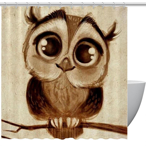VAPOKF Shower Curtain for Bathroom Decor, Owl Standing on Branch Waterproof Polyester Fabric Bath Curtain Set with 12 Hooks - 72x72 Inches