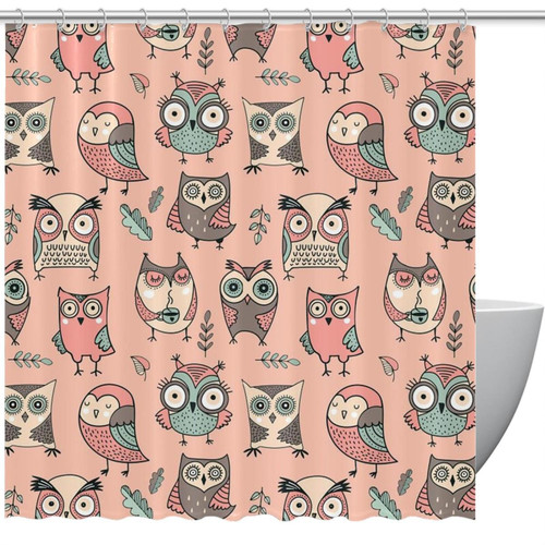 VAPOKF Shower Curtain for Bathroom Decor, Owls Birds Hedgehog Waterproof Polyester Fabric Bath Curtain Set with 12 Hooks - 66x72 Inches