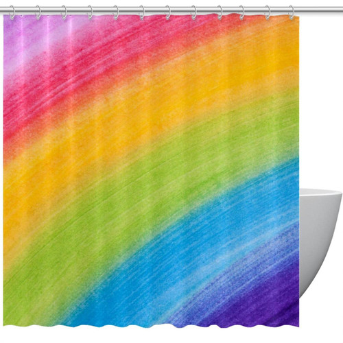 VAPOKF Shower Curtain for Bathroom Decor, Colored Rainbow Waterproof Polyester Fabric Bath Curtain Set with 12 Hooks - 60x72 Inches