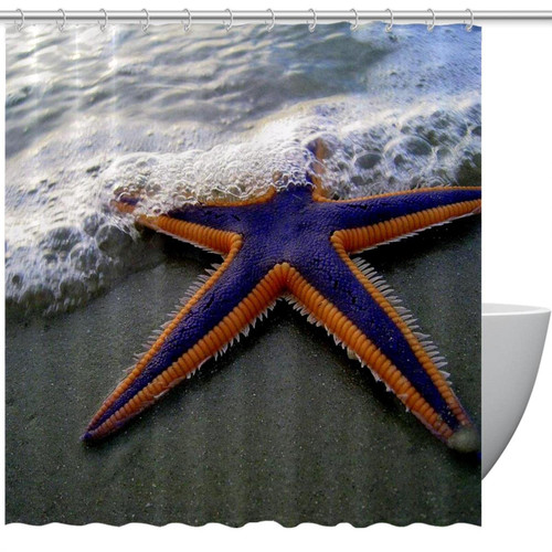 VAPOKF Shower Curtain for Bathroom Decor, Starfish Beach Waterproof Polyester Fabric Bath Curtain Set with 12 Hooks - 66x72 Inches
