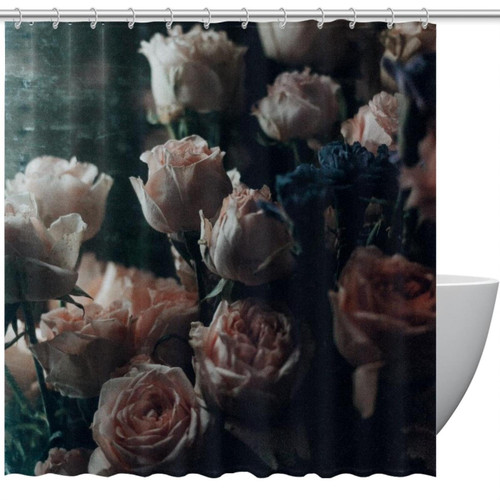 VAPOKF Shower Curtain for Bathroom Decor, Pink Rose Waterproof Polyester Fabric Bath Curtain Set with 12 Hooks - 66x72 Inches VAPOKF Shower Curtain for Bathroom Decor, Pink Rose Waterproof Polyester Fabric Bath Curtain Set with 12 Hooks - 66x72 Inches
