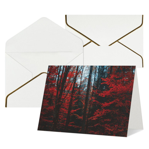 BAFAFA red forest Printed Greeting Note Cards Thank You Cards Blank Notecards Wtih Envelopes Holiday Cards For Christmas Birthdays White