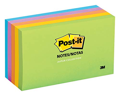 Post-it Notes, 3 in x 5 in, Jaipur Collection, 5 Pads/Pack (655-5UC)