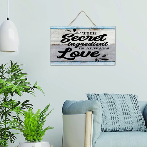 Autravelco Hanging Table Decor Wood Signs The Secret Ingredient Is Always Love Painted Wall Art Wood Plaque Sign 6x10 Inch Wooden Hanging Signs Home Decor for Laundry Outdoor