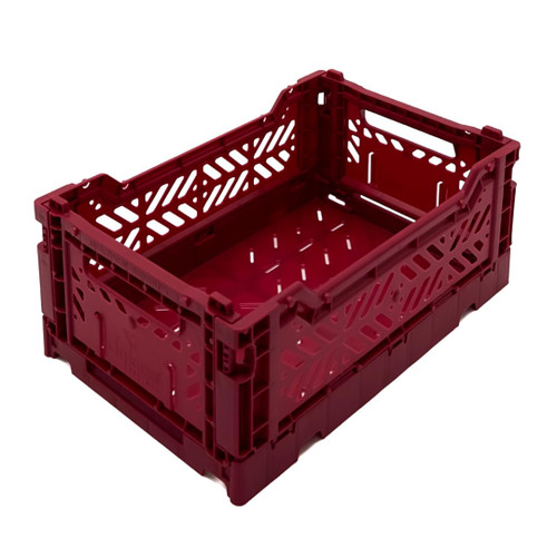 Aykasa Collapsible Storage Bins, Plastic Crate for Storage, Collapsible Crate, Utility Stackable Box, Collapsible storage box, Milk crate Collapsible storage (Small, Chilli pepper)