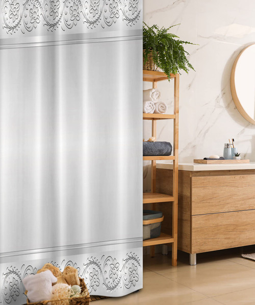 Ambesonne Retro Stall Shower Curtain, Vintage Style Floral Ornaments Flowers with Leaves Classical Bridal Inspired, Fabric Bathroom Decor Set with Hooks, 36" W x 72" L, White and Grey