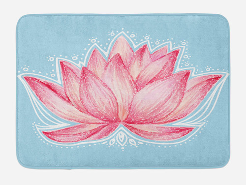 Ambesonne Lotus Bath Mat, Gardening Theme Illustration of a Lotus Flower Pattern Botanical Design Art, Plush Bathroom Decor Mat with Non Slip Backing, 29.5" X 17.5", Blue Pink Ambesonne Lotus Bath Mat, Gardening Theme Illustration of a Lotus Flower Pattern Botanical Design Art, Plush Bathroom Decor Mat with Non Slip Backing, 29.5" X 17.5", Blue Pink