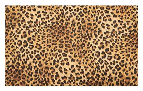 Lunarable Animal Print Doormat, Wild Animal Leopard Skin Pattern Wildlife Nature Inspired Modern Illustration, Decorative Polyester Floor Mat with Non-Skid Backing, 30" X 18", Brown Camel